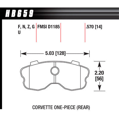 Hawk Brake Pads HB659F570 Performance Street Rear Corvette