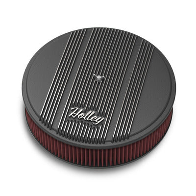 Holley 14x3 Die Cast Finned Alm Air Cleaner  Black