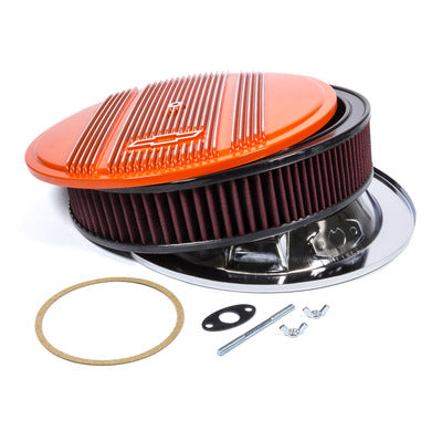 Holley 14 x 3 Air Cleaner Finned Bowtie Orange