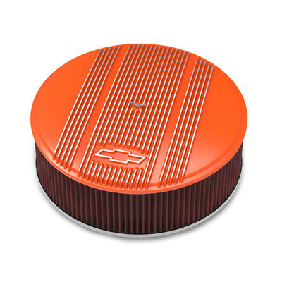 Holley 14 x 4 Air Cleaner Finned Bowtie Orange