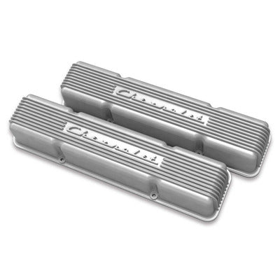 Holley SBC Valve Covers Finned Vintage Series Natural