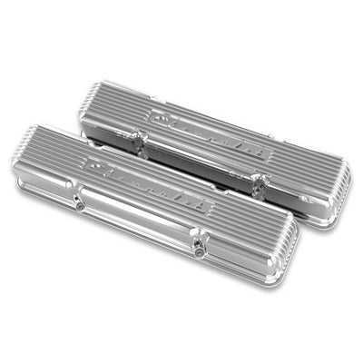 Holley SBC Valve Covers Finned Vintage Series Polished