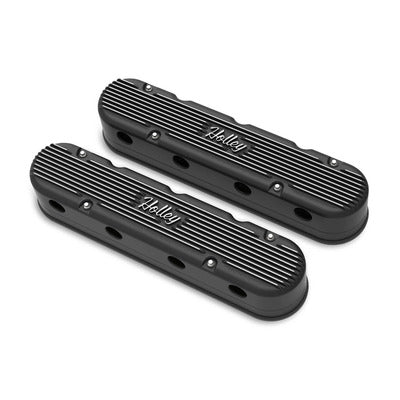 Holley 2-Piece Cast Alm GM LS Valve Cover Set - Black