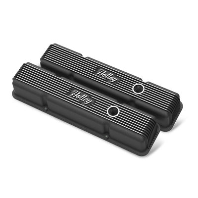 Holley SBC Holley Die Cast Alm Valve Cover Set Black