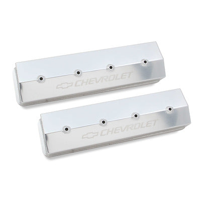 Holley SBC Billet Rail Fab. Alm Valve Covers wo/Hole