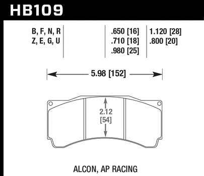 Hawk Brake Pads HB109U710 DTC-70-AP Alcon