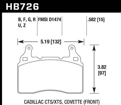 Hawk Brake Pads HB726Z582 HPS 5.0 Corvette
