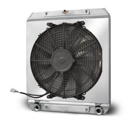 AFCO Racing Aluminum Radiator with Fan Shroud Dragster/Roadster Double Pass 3/4 FNPT Inlet 3/4 FNPT Outlet 80108N