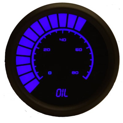 Intellitronix 2-1/16 Analog Bargraph Oil Press Gauge 0-80 PSI, Blue LED