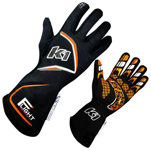 K1 RaceGear Flight Gloves Black / Fluorescent Orange