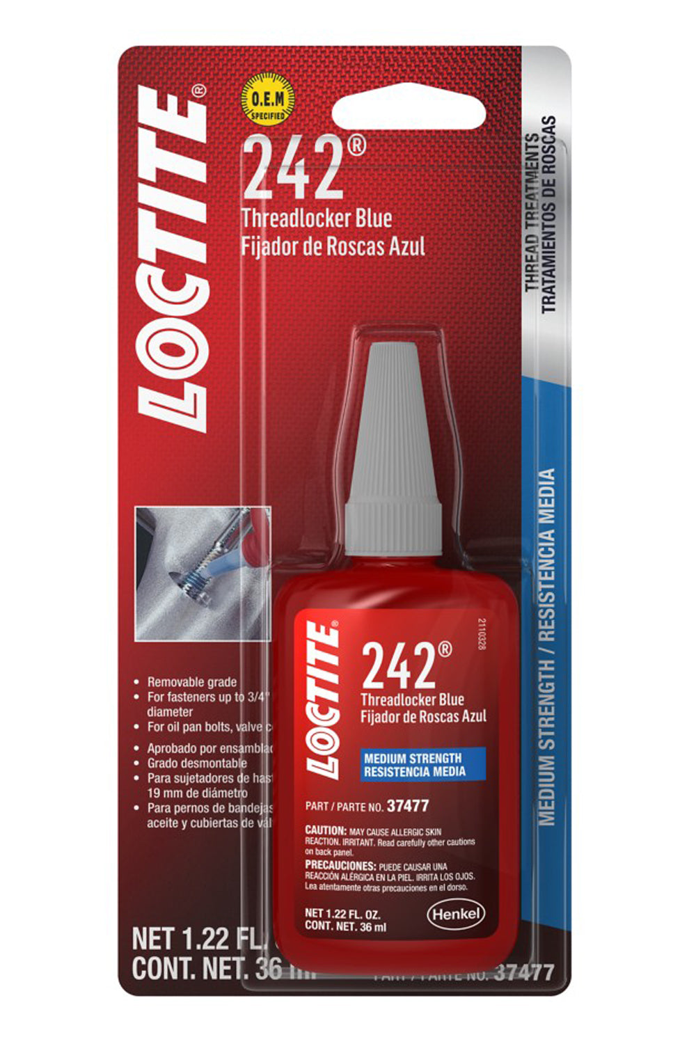 Loctite Threadlocker 242 Blue 36ml/1.22oz 492140