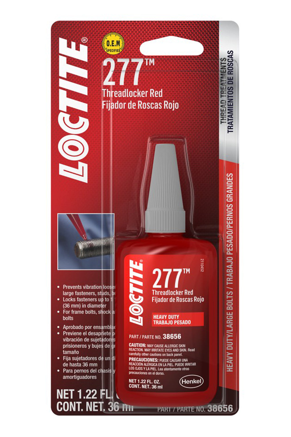 Loctite Threadlocker 277 HD Red Big Bolts 36ml/1.22oz 555353