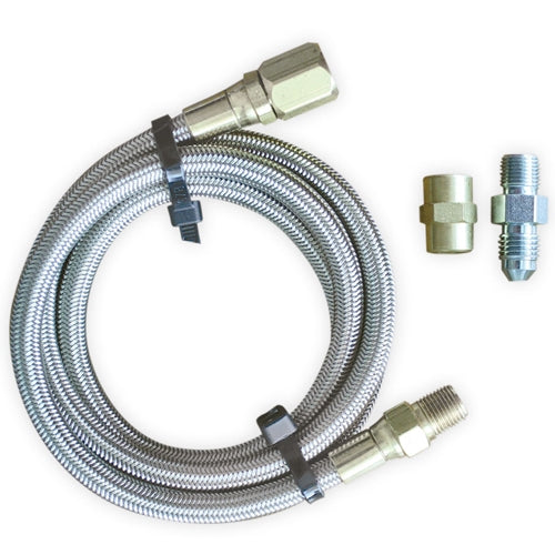 Longacre Steel Braided Gauge Line - 24" with Block Fitting 45020