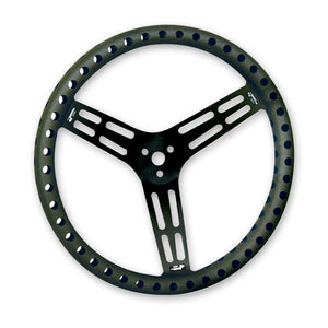 Longacre 15" Black Aluminum Lightweight Sprint Steering Wheel - Flat 56867