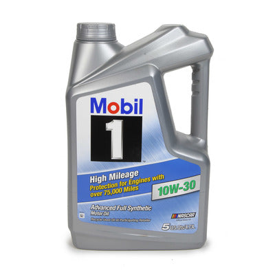 Mobil 1 10W30 High Mileage Oil 5 Qt Bottle