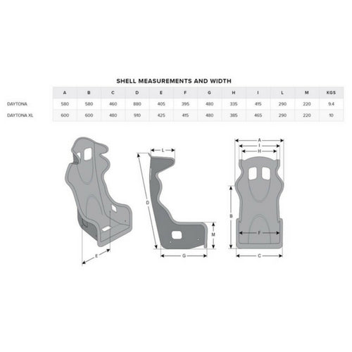 Momo Daytona Race Seat Dimensions