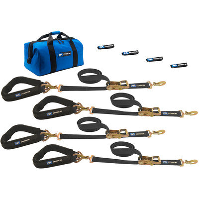 Mac's Pro Pack Premium Tie Down Strap Kit with Direct Hook Ratchet - 8 Ft - 24-inch