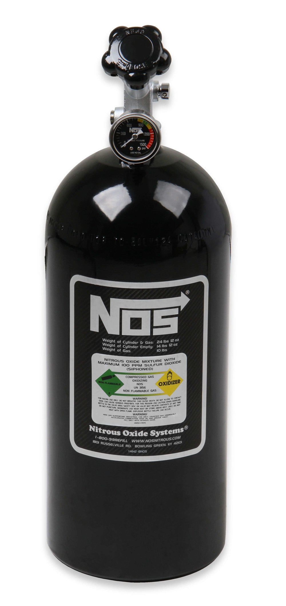 NOS Nitrous Oxide Bottle 10lb w/Super Hi-Flo Valve 14745BNOS