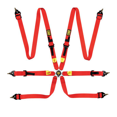 OMP First 2 6-Point Harness - Red