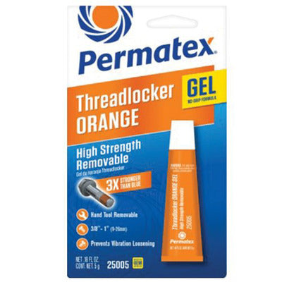 Permatex® High Strength Removable Orange Threadlocker Gel - 5 gram Bottle