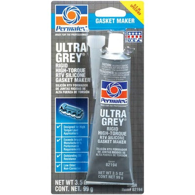 Permatex Ultra Grey Rigid High-Torque RTV Silicone Gasket Maker - 3.5 oz Tube