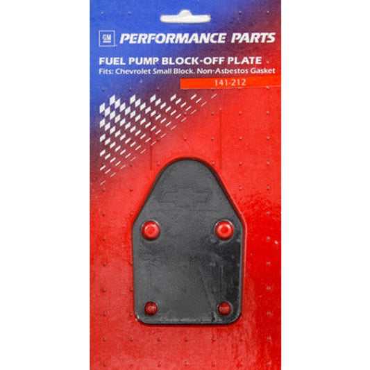 Small Block Chevy (SBC) Fuel Pump Block-Off Plate Black Crinkle