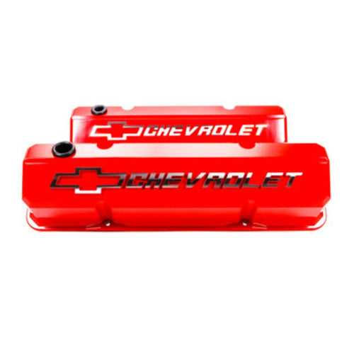 Small Block Chevy (SBC) Slant Edge Valve Covers - Die Cast - Red