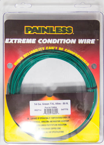 Painless Performance 14 Gauge Green TXL Wire 50' 70804