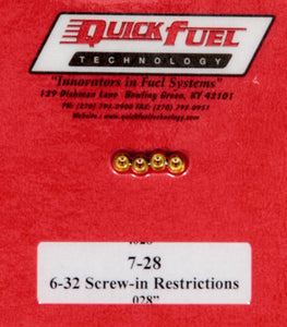 Quick Fuel Technology Carburetor Emulsion Jet 6-32 (4pk) 7-28QFT