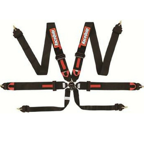 RaceQuip 6-Point FIA Pull-Down Camlock Harness - Black