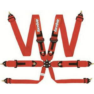 RaceQuip 6-Point FIA Pull-Down Camlock Harness - Red