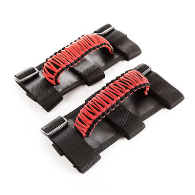 Rugged Ridge Paracord Grab Handles - Red/Black Pair