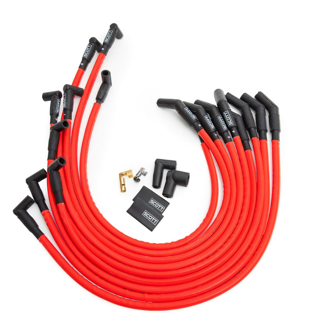 Scott Performance BBC Spark Plug Wire Set 90-Degree - Red CH-415-2