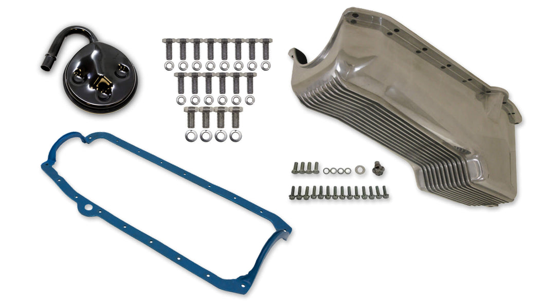 Weiand Engine Pan Kit 4qt Aluminum Finned SBC 6500FWND