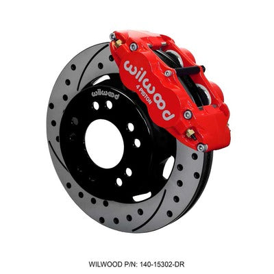 Wilwood Front Disc Brake Kit Red C10 Pro Spindle 12.19in, Drilled Rotors 140-15302-DR