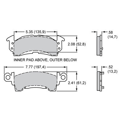 Wilwood Brake Pad Set BP-30 GM D52 Diagram