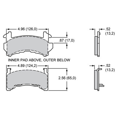 Wilwood Brake Pad Set BP-30 GM Metric Diagram