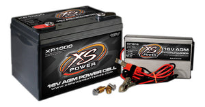 XS Power AGM Battery 16V 2 Post & HF Charger Combo Kit XP1000CK1