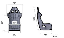 OMP First-R Race Seat Dimensions