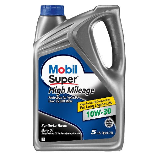 Mobil Super High Mileage Motor Oil - 5 Qt