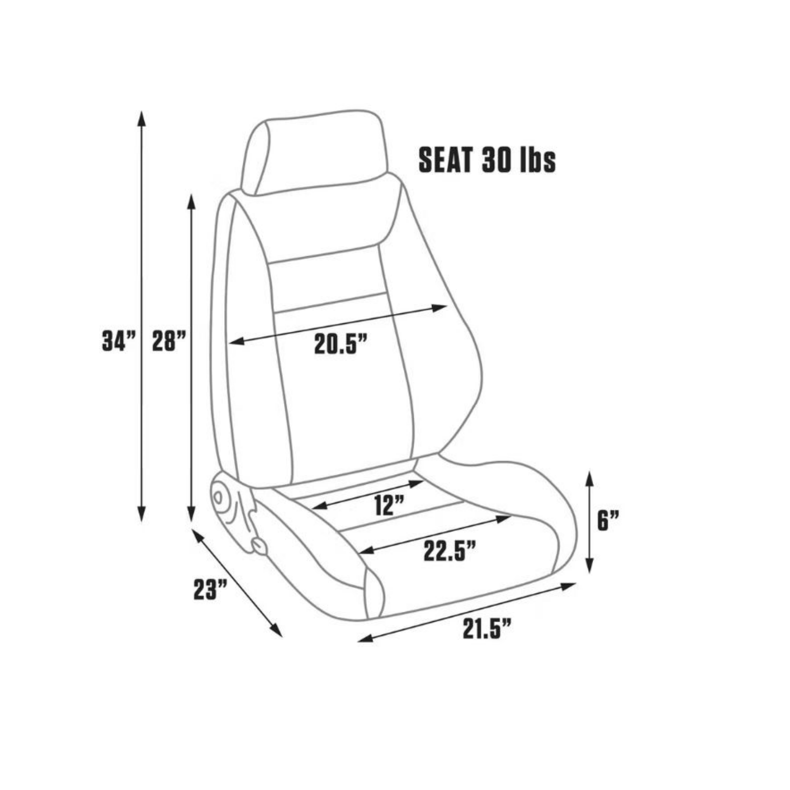 Procar 1100 Series Elite Seat Dimensions