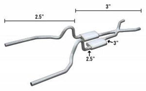 Pypes 1965-1970 Ford Mustang Crossmember Back Hybrid 3" to 2.5" with XPipe Exhaust Kit SFM33S